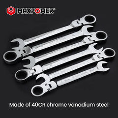 7pcs 72 tooth Metric Flexible Head Combination Spanner Kits Wrenches Hand Tools Set