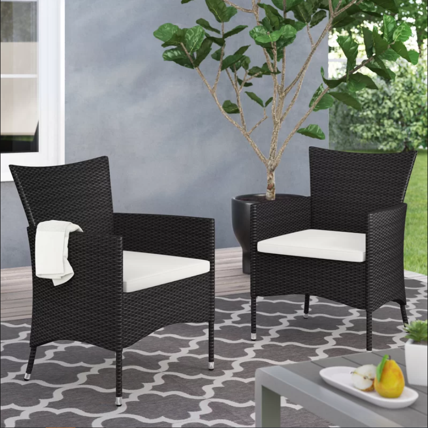 Clementine Outdoor Multibrown PE Wicker Dining Chairs (Set of 2)