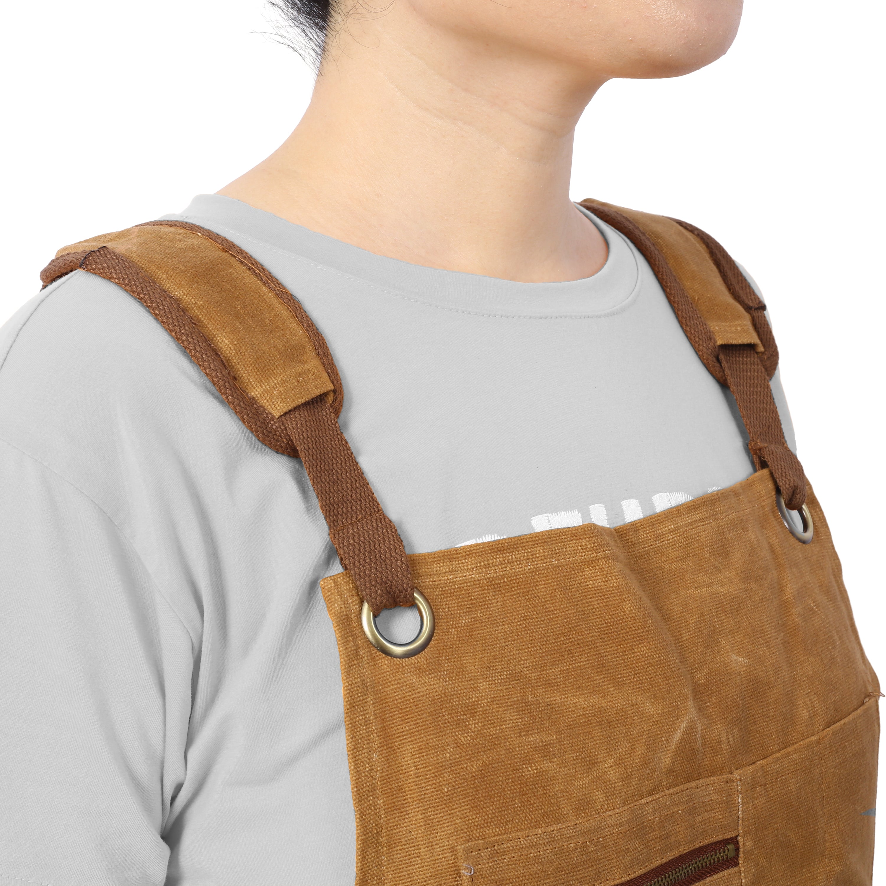 Long heavy-duty waxed canvas tool apron, carpenter apron, carpenter waterproof 18 ounces, fully adjustable