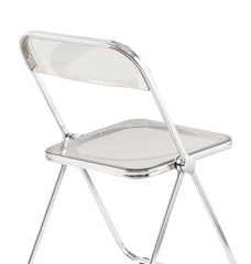 Transparent chair, stackable folding chair, PC plastic living room chair, chrome frame foldable acrylic chair, O-Clear