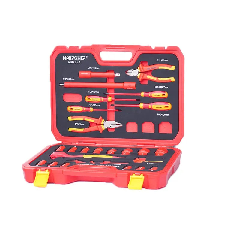 1000 Volt 25pcs VDE Insulated Tool Set, Electricians Screwdriver Industrial Tool with Soft-grip Handles