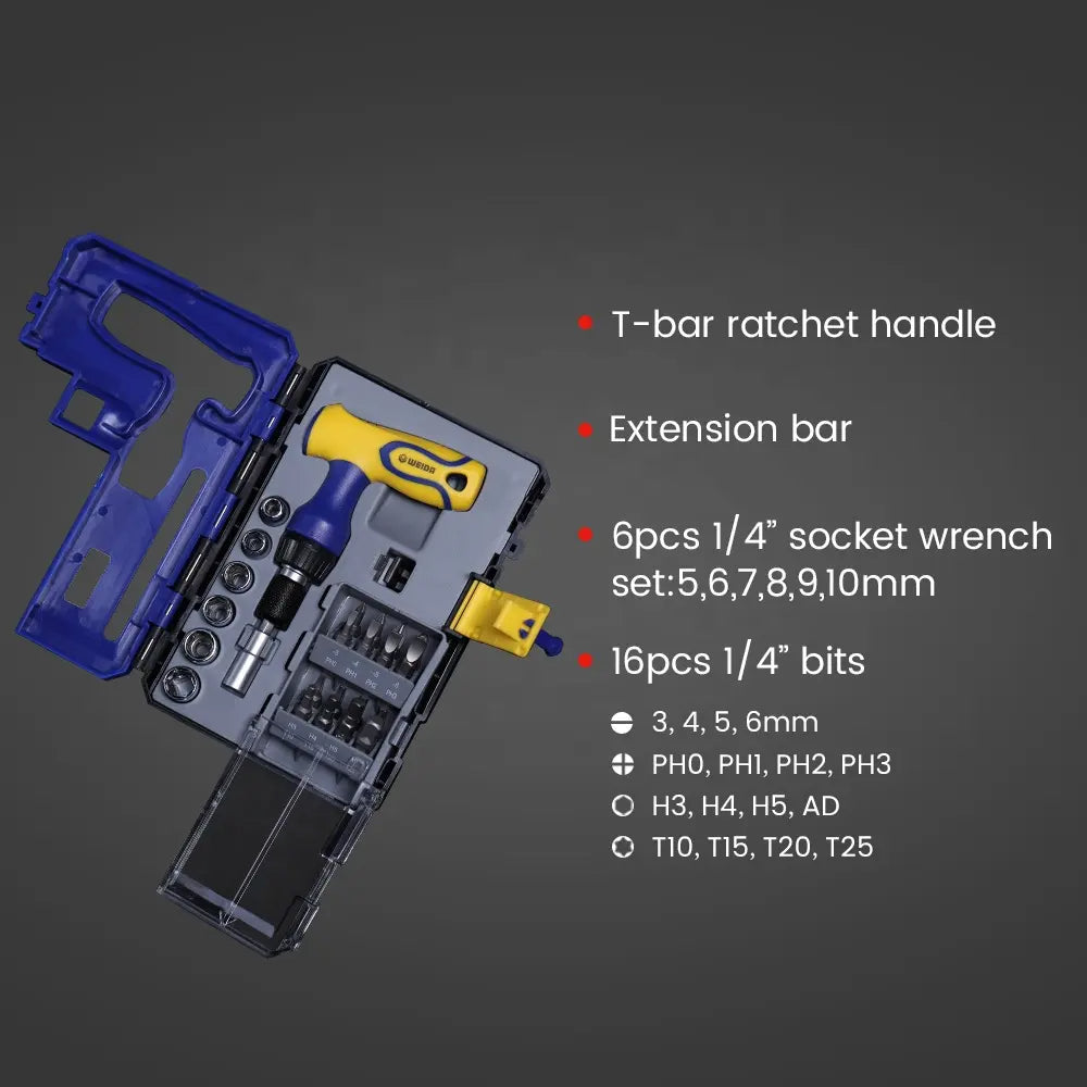 Household  24 in 1 Bits And Socket Wrench Set With Storage Case