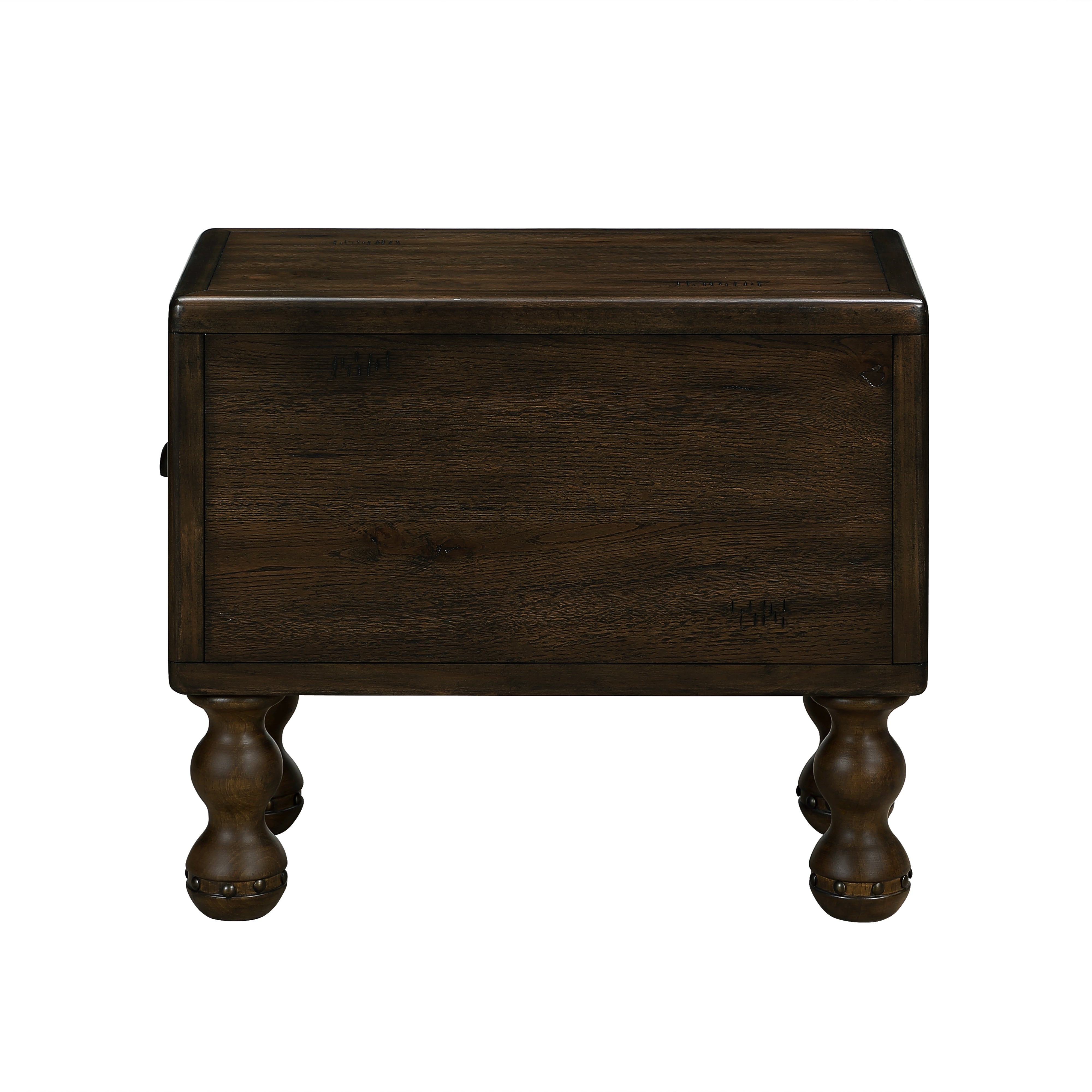 Solid wood end table, rectangular 23.6 inch narrow edge table with drawers, vintage bedside table, Espresso