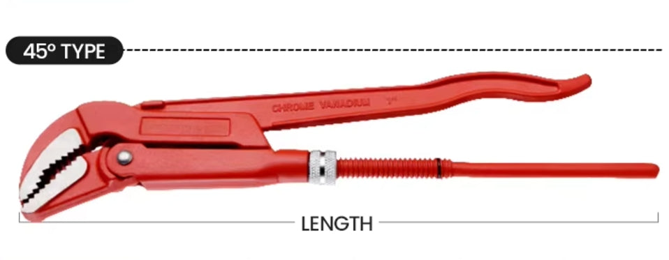 Household tools industrial grade 45 degree Angled CRV Swedish Pattern Pipe Wrench