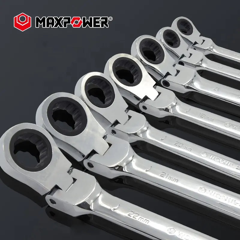 7pcs 72 tooth Metric Flexible Head Combination Spanner Kits Wrenches Hand Tools Set