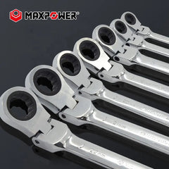 7pcs 72 tooth Metric Flexible Head Combination Spanner Kits Wrenches Hand Tools Set