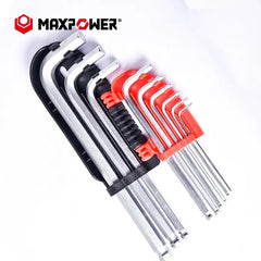 9pcs Professional Ball Point Allen Wrenches Satin Finshin Long Arm Hex Key Wrench Set