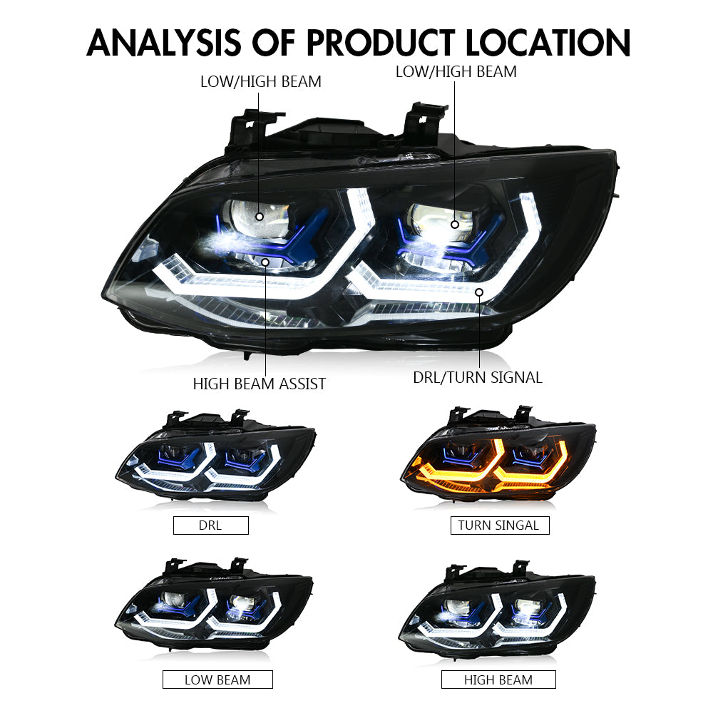 Led Headlight For 2010-2013 BMW E92 E93 3-Series HID Xenon Coupe LED Projector Front Headlight