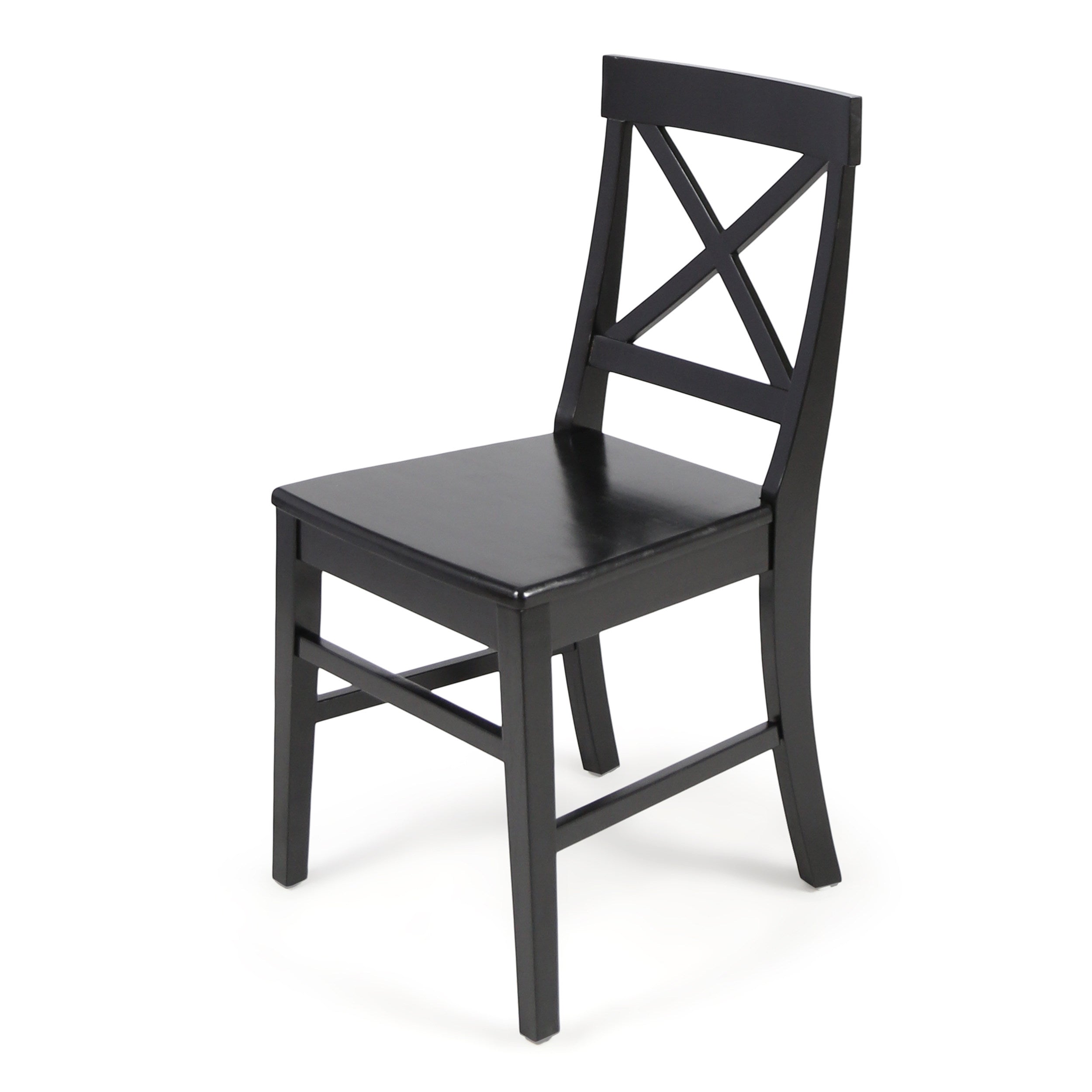 Roshan Farmhouse Acacia Wood Dining Chairs, Black (Set of 2)