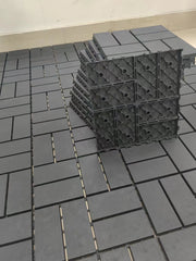 Plastic interlocking deck tiles, 36 pieces, 12 inch x 12 inch waterproof terrace tiles, with strong drainage design in grey