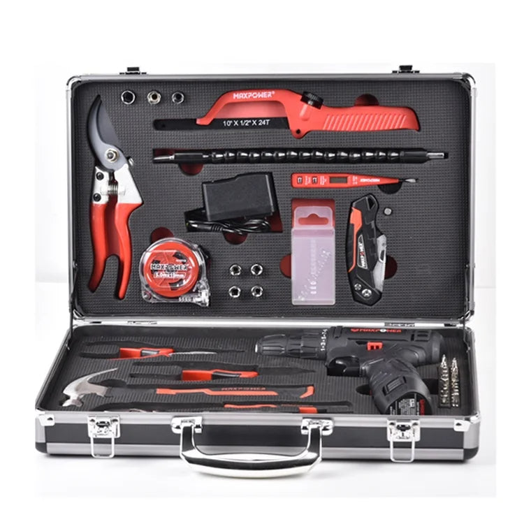 52pcs Lithium Electric Drill Auto Repair Tool Set Portable Toolbox Household Hand Tool