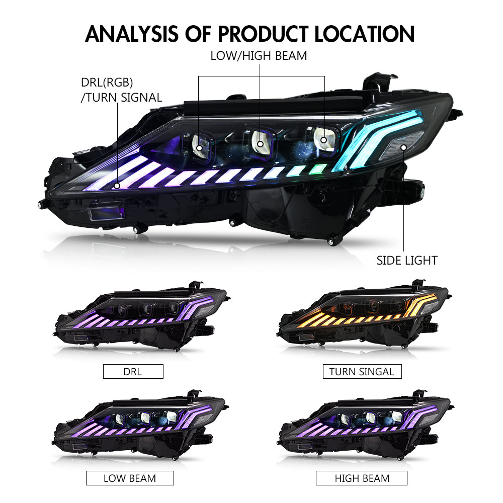 RGB Headlights For 2018-2024 Toyota Camry LE SE XLE XSE TRD (Audi Model)