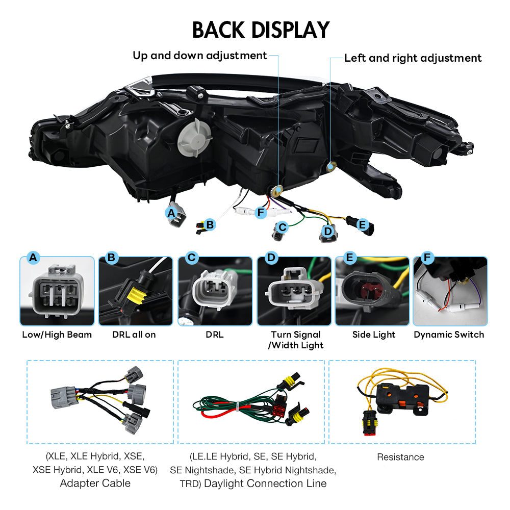 RGB Headlights For 2018-2024 Toyota Camry LE SE XLE XSE TRD (Audi Model)