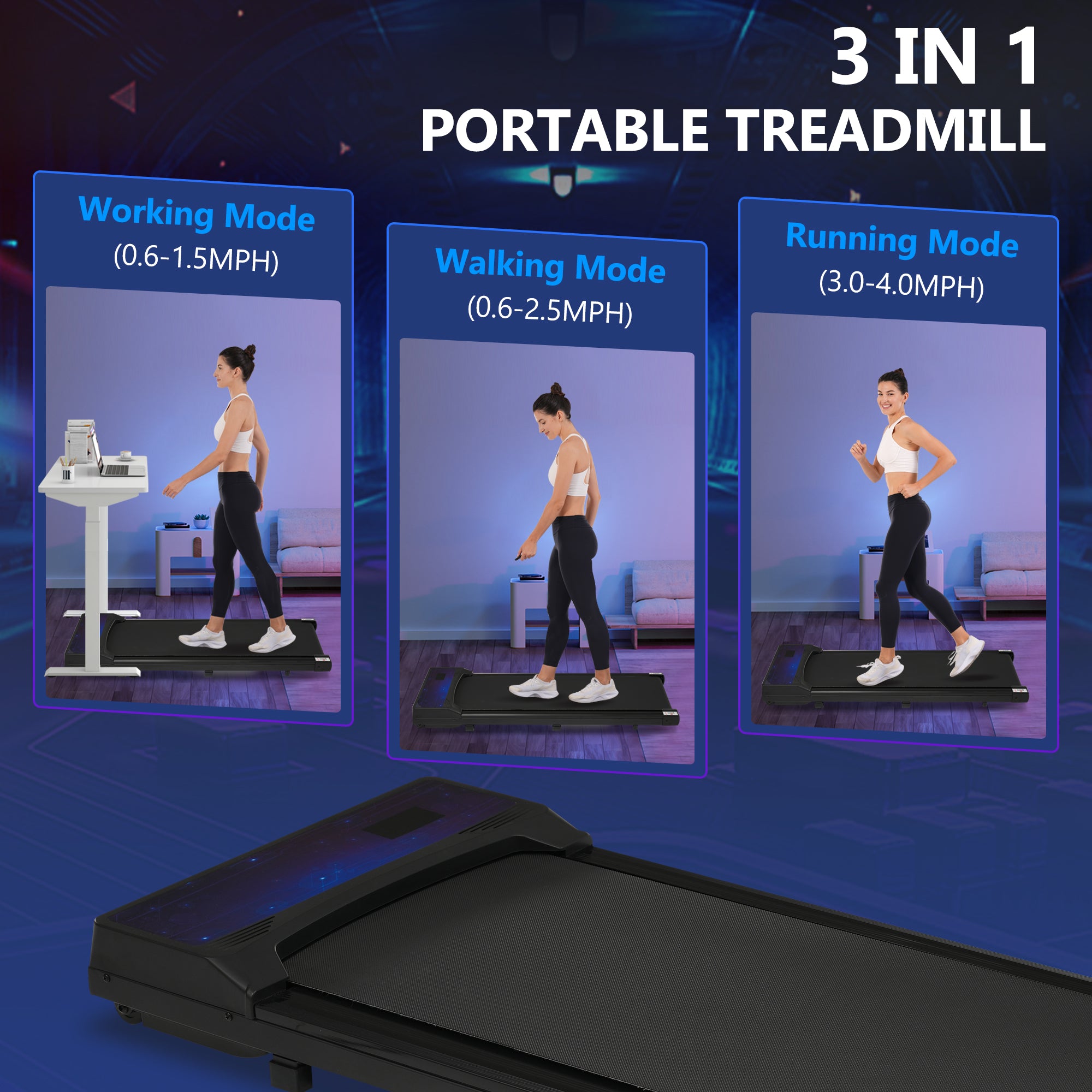 New 8.10 Walking Pad Under Home Desktop Treadmill -2.5HP Walking Treadmill 0.6-4MPH 300LBS Capacity Remote Control Battery