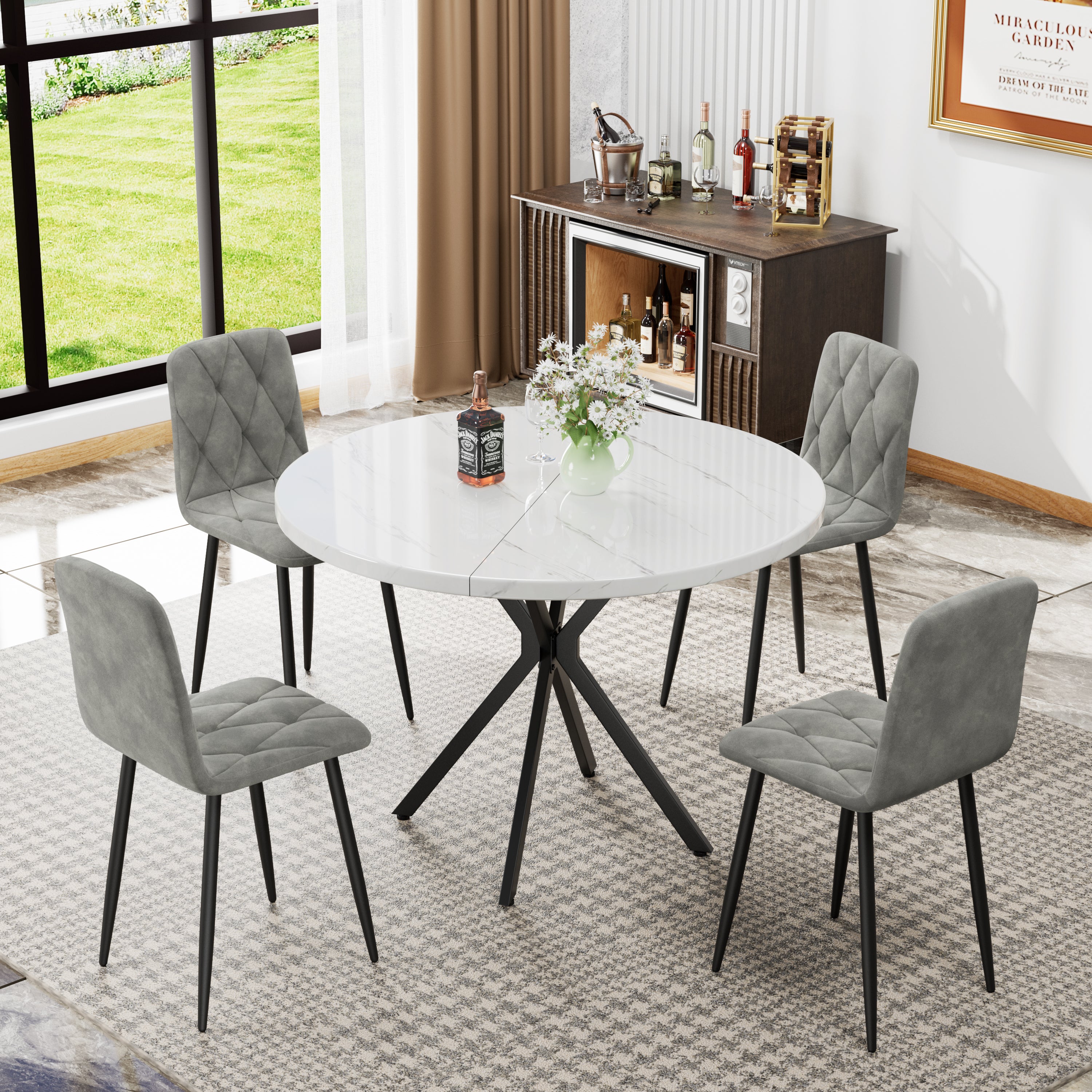 Dining Chairs Set of 4, Modern Kitchen Dining Room Chairs, Velvet Dining Chair Upholstered Cushion Seat and Sturdy Metal Legs