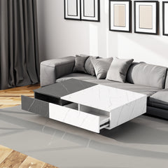 Modern style black and white coffee table with two storage spaces