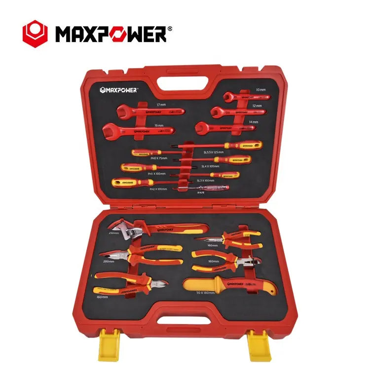 1000 Volt 18pcs VDE Insulated Tool Set, voltage tester and Pliers and Screwdriver Electricians Tool