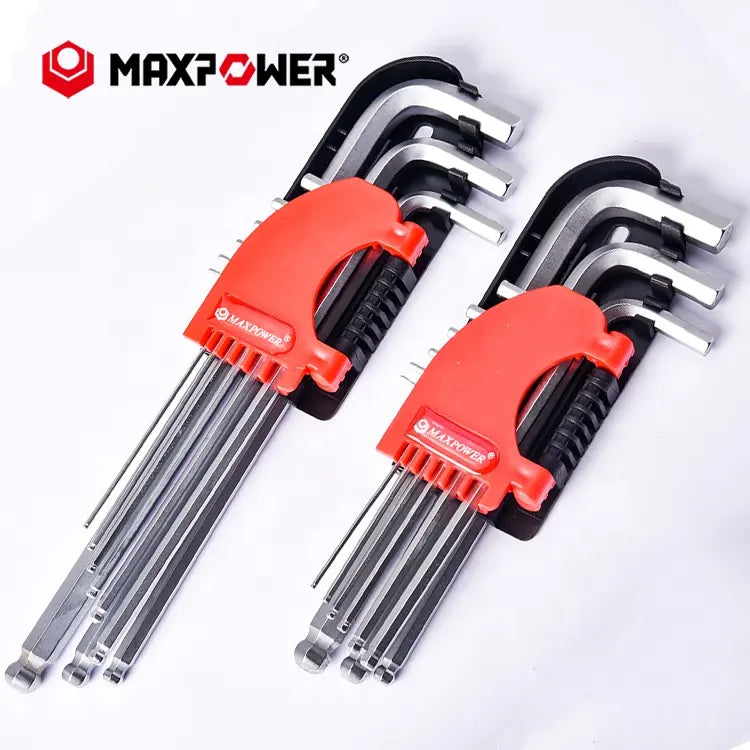 9pcs Professional Ball Point Allen Wrenches Satin Finshin Long Arm Hex Key Wrench Set