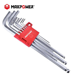 Ball End Hex Key Wrench Set,9 pcs 1.5-10mm SAE Metric Long Arm Allen Wrench Set