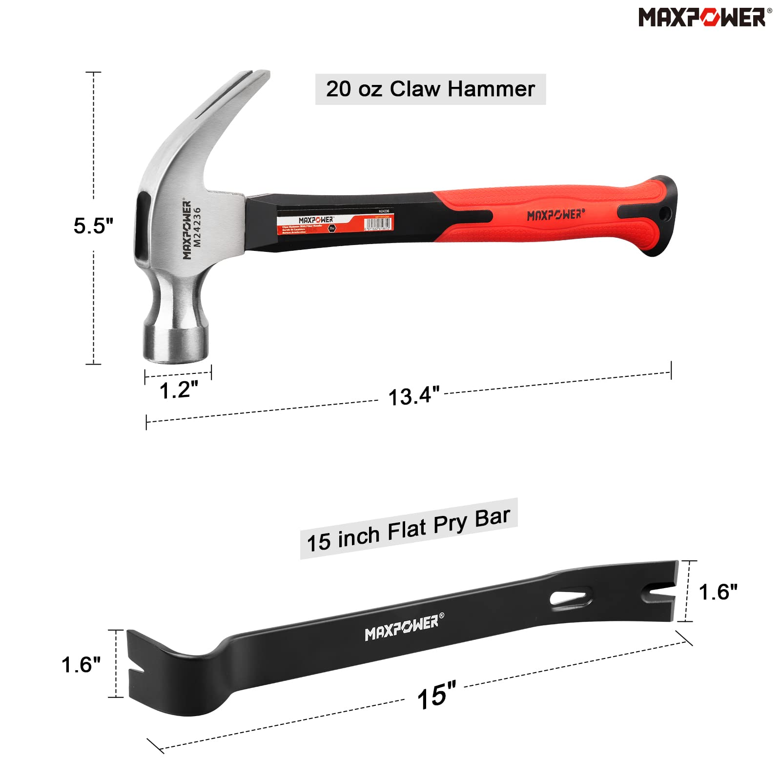 24 Inch/15 Inch Breaker Bar 1/2-Inch Drive Flex Handle