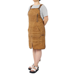 Long heavy-duty waxed canvas tool apron, carpenter apron, carpenter waterproof 18 ounces, fully adjustable