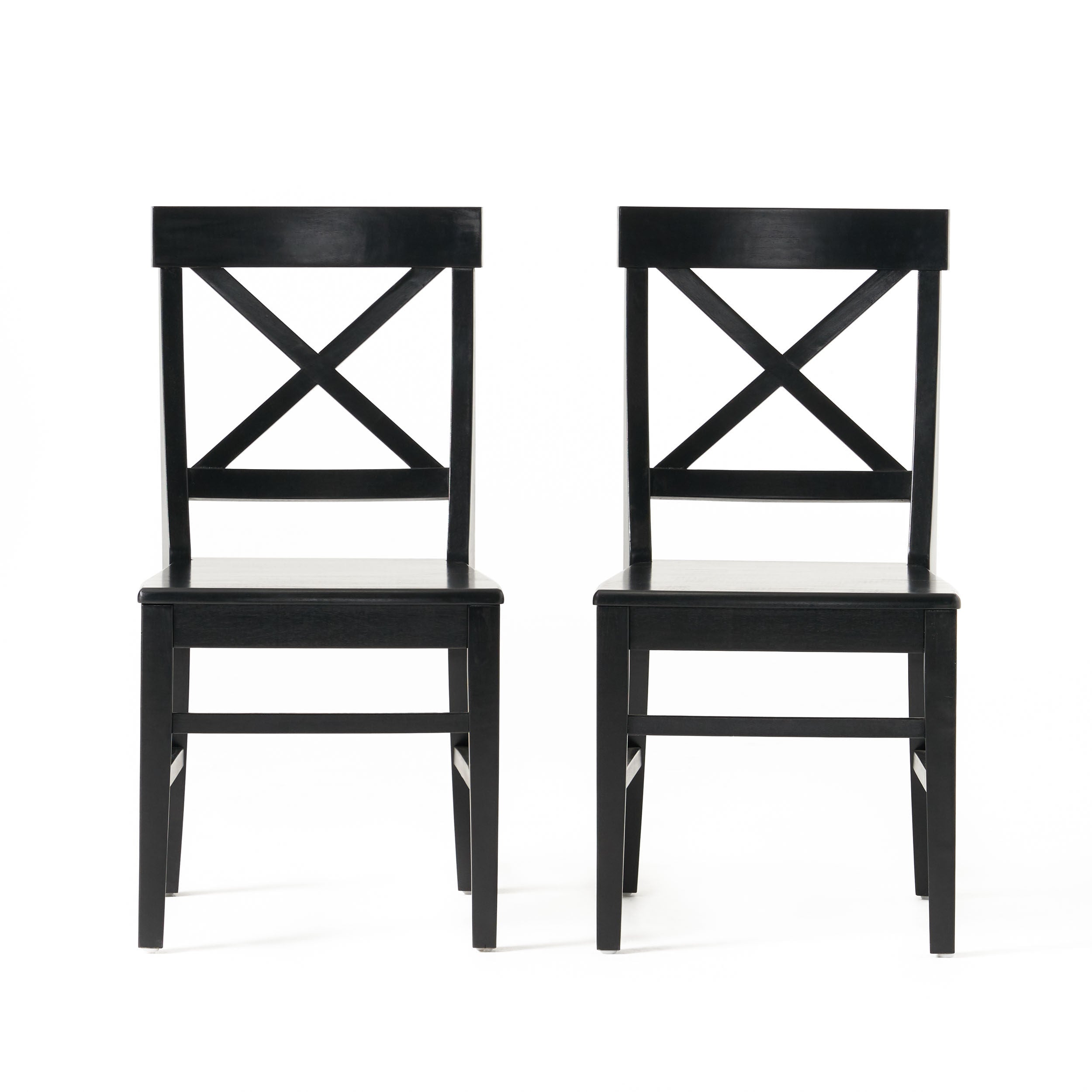 Roshan Farmhouse Acacia Wood Dining Chairs, Black (Set of 2)