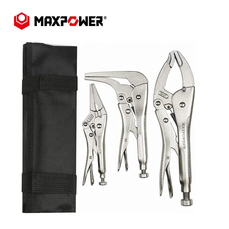 3pcs Wide Open/Offset/Long Nose Clamping Locking Pliers Set