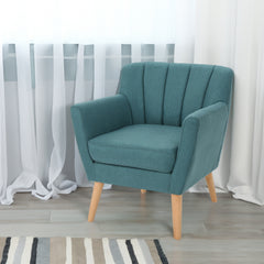 Mid Century Modern Fabric Club Chair, 28.30" W x 27.60" D x 31.50" H, Dark Teal/Natural