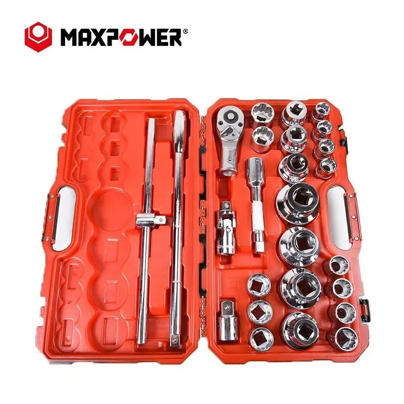 26pcs 3/4'' 1"Dr. Adjustable Torque Ratchet Cr-Mo SAE Professional Auto Repair Socket Set