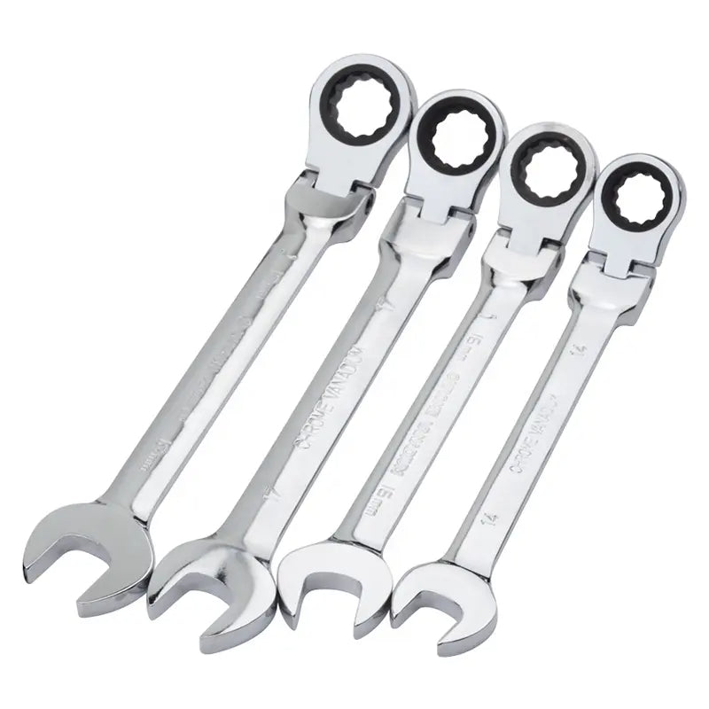 7pcs 72 tooth Metric Flexible Head Combination Spanner Kits Wrenches Hand Tools Set