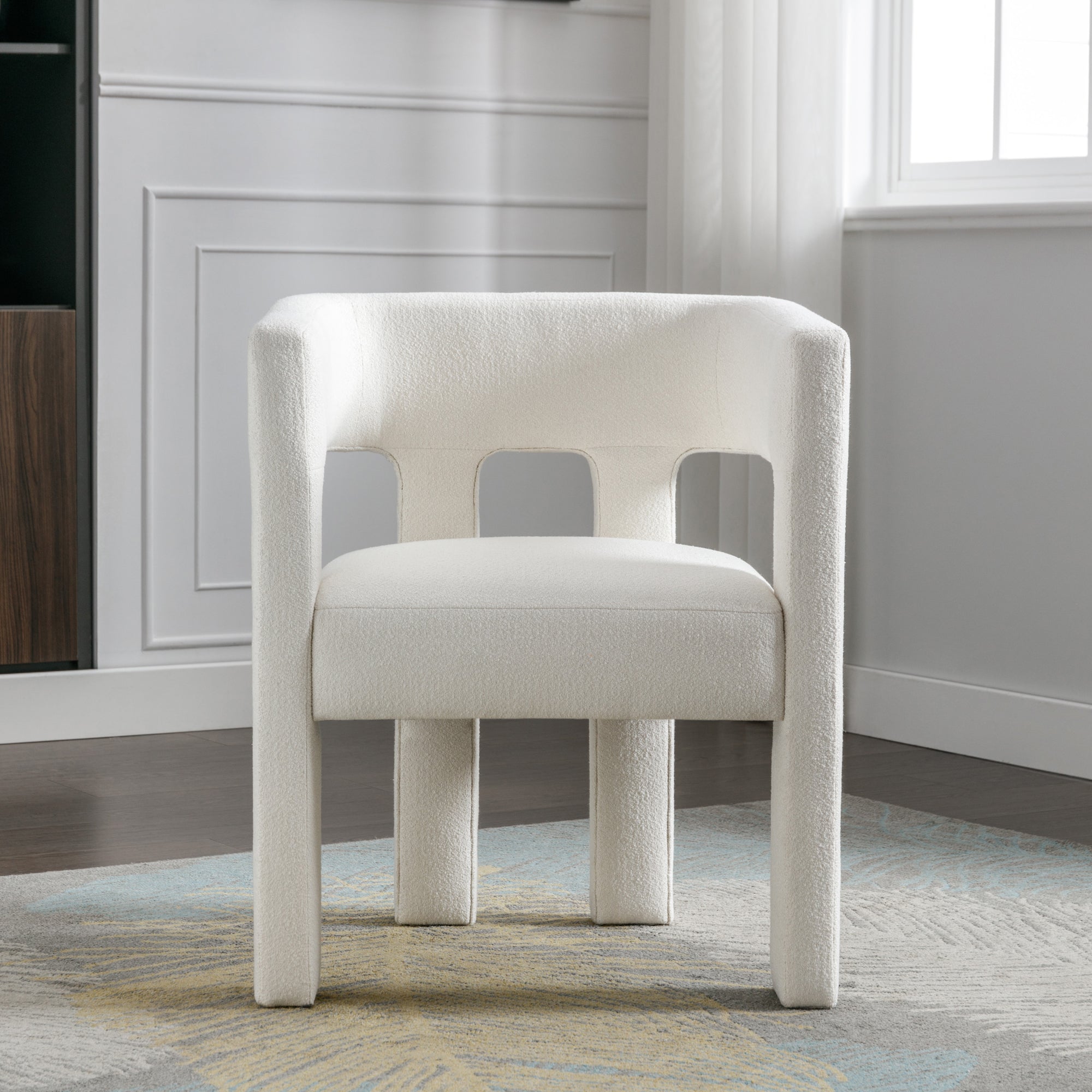 Contemporary Designed Fabric Upholstered Accent Chair Dining Chair for Living Room, Bedroom, Dining Room, Beige