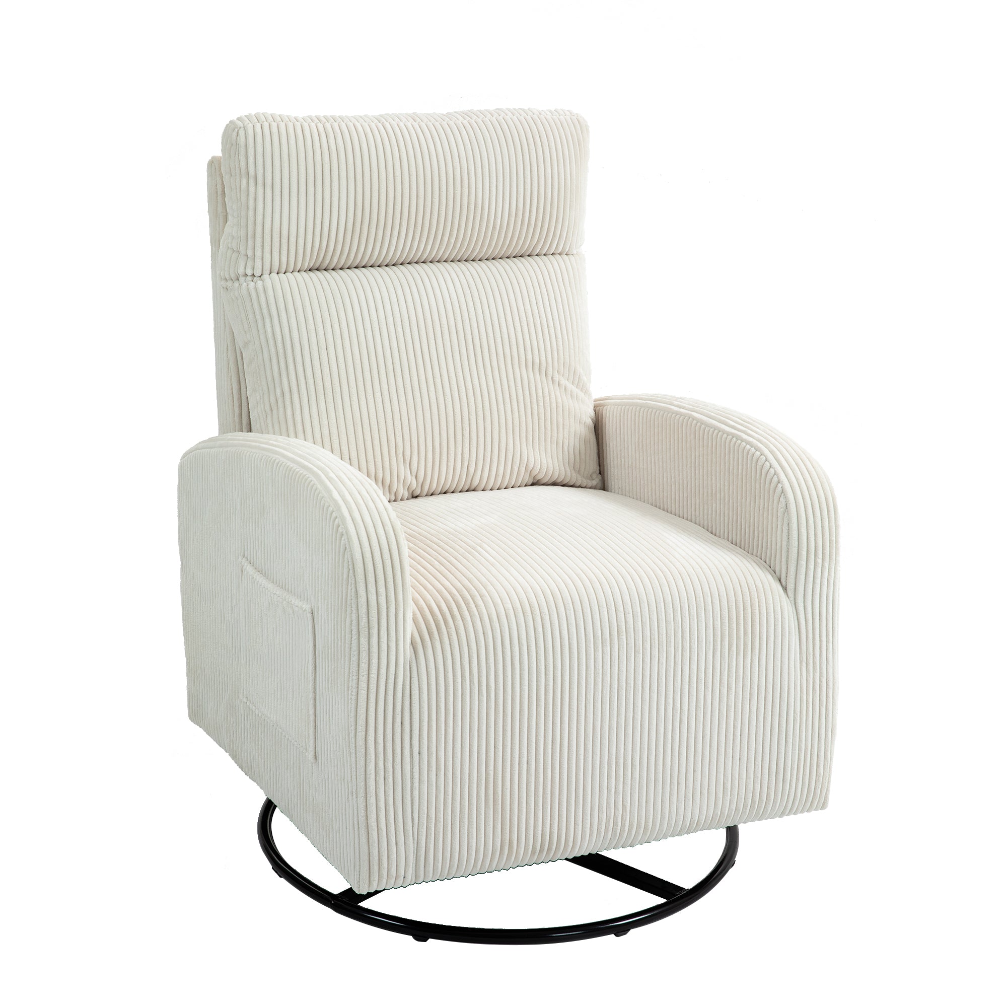 JiaDa Upholstered Swivel Glider.Flannel fabric.Rocking Chair for Nursery in Beige.Modern Style One Left Bag