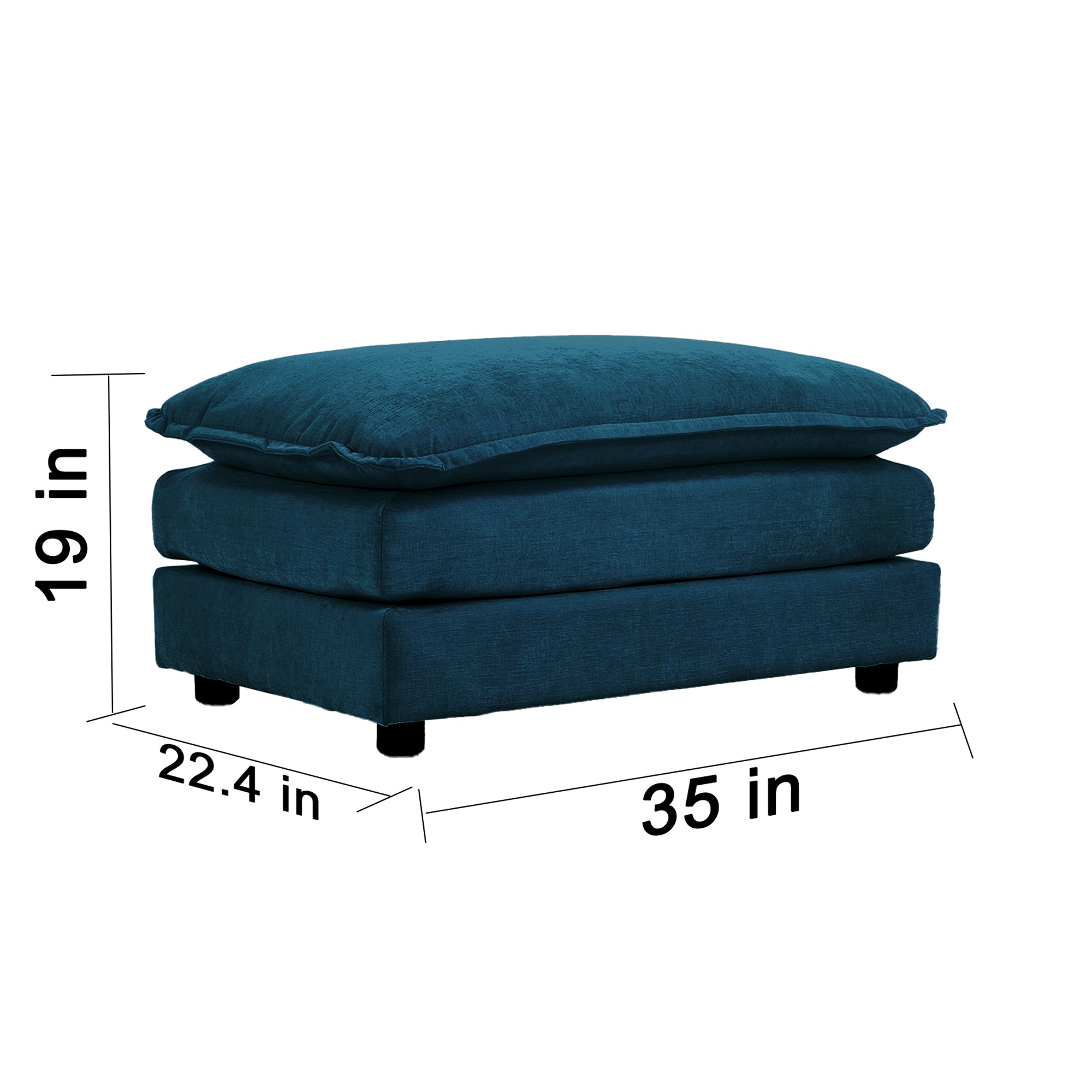 Chenille Fabric Ottomans Footrest to Combine with 2 Seater Sofa, 3 Seater Sofa and 4 Seater Sofa, Blue Chenille