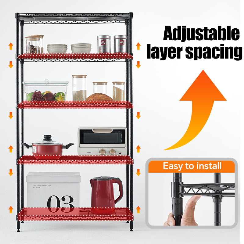 Wire frame metal storage rack adjustable rack, vertical storage rack unit (white, 36L x 14W x 71H)