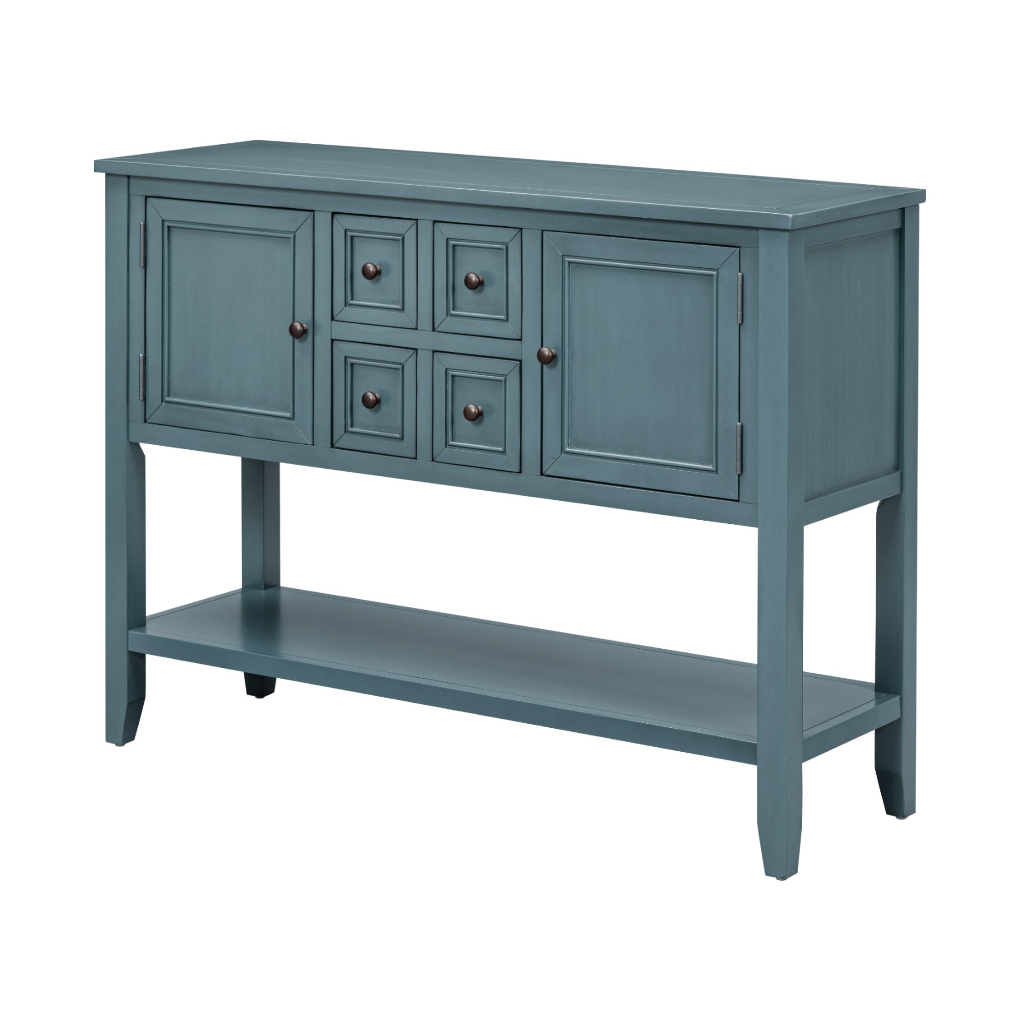 REXM Cambridge Series Spacious Storage Retro Console Desk with Four Small Drawers and Bottom Shelf