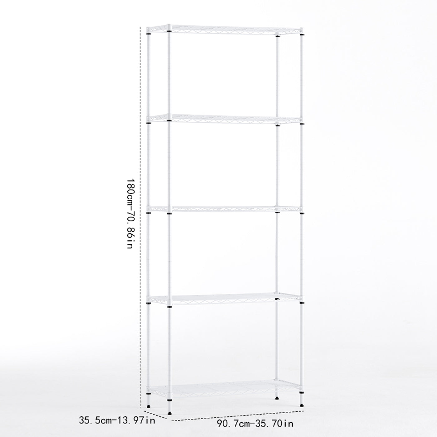 Wire frame metal storage rack adjustable rack, vertical storage rack unit (white, 36L x 14W x 71H)