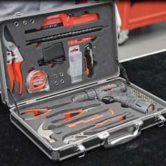 52pcs Lithium Electric Drill Auto Repair Tool Set Portable Toolbox Household Hand Tool