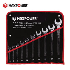 10pcs SAE Combination Ring Spanner Wrench Set, Metric 8-27mm