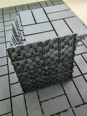 Plastic interlocking deck tiles, 36 pieces, 12 inch x 12 inch waterproof terrace tiles, with strong drainage design in grey