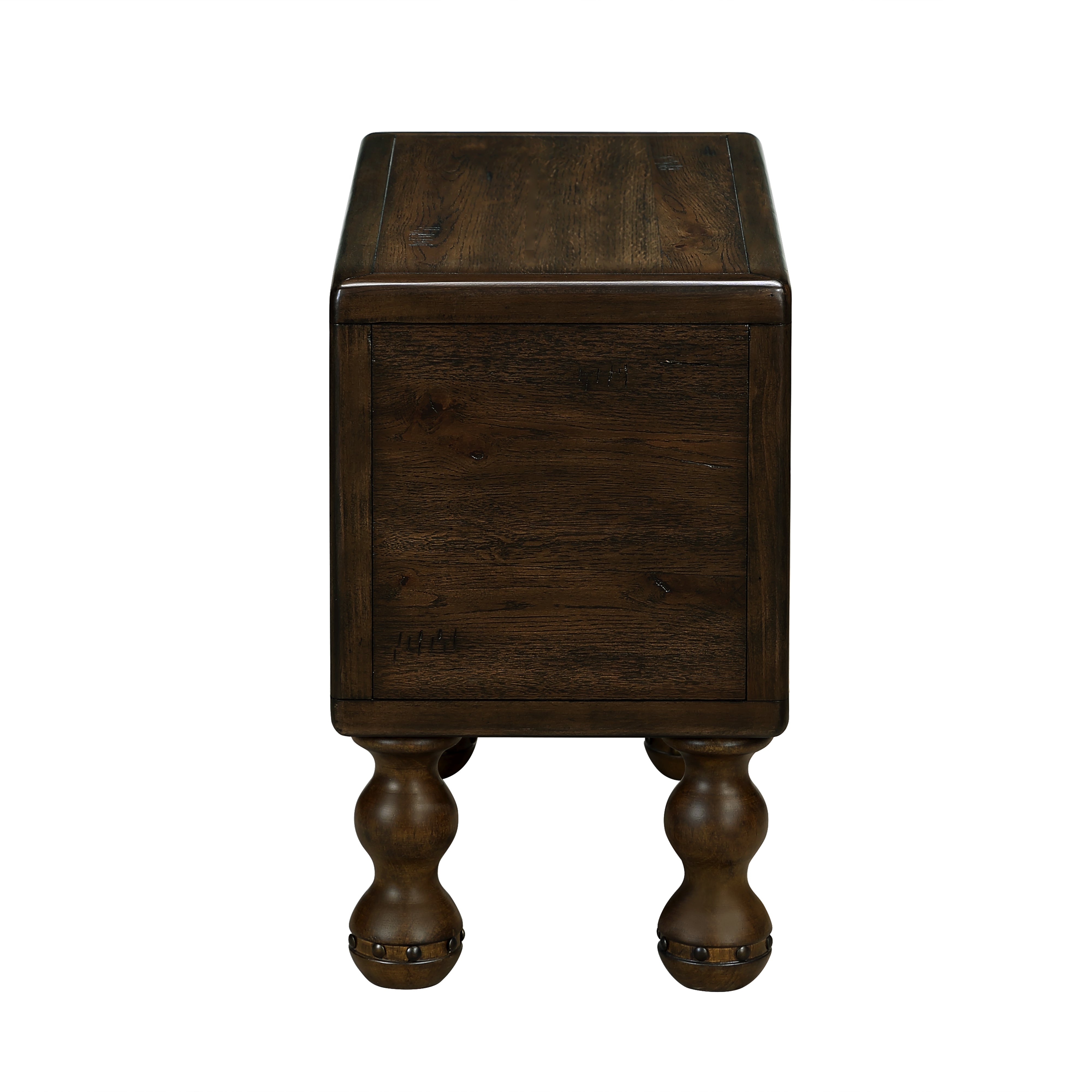 Solid wood end table, rectangular 23.6 inch narrow edge table with drawers, vintage bedside table, Espresso