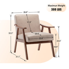 Solid wood frame living room chair, accent chair with thick backrest, casual chair Indoo