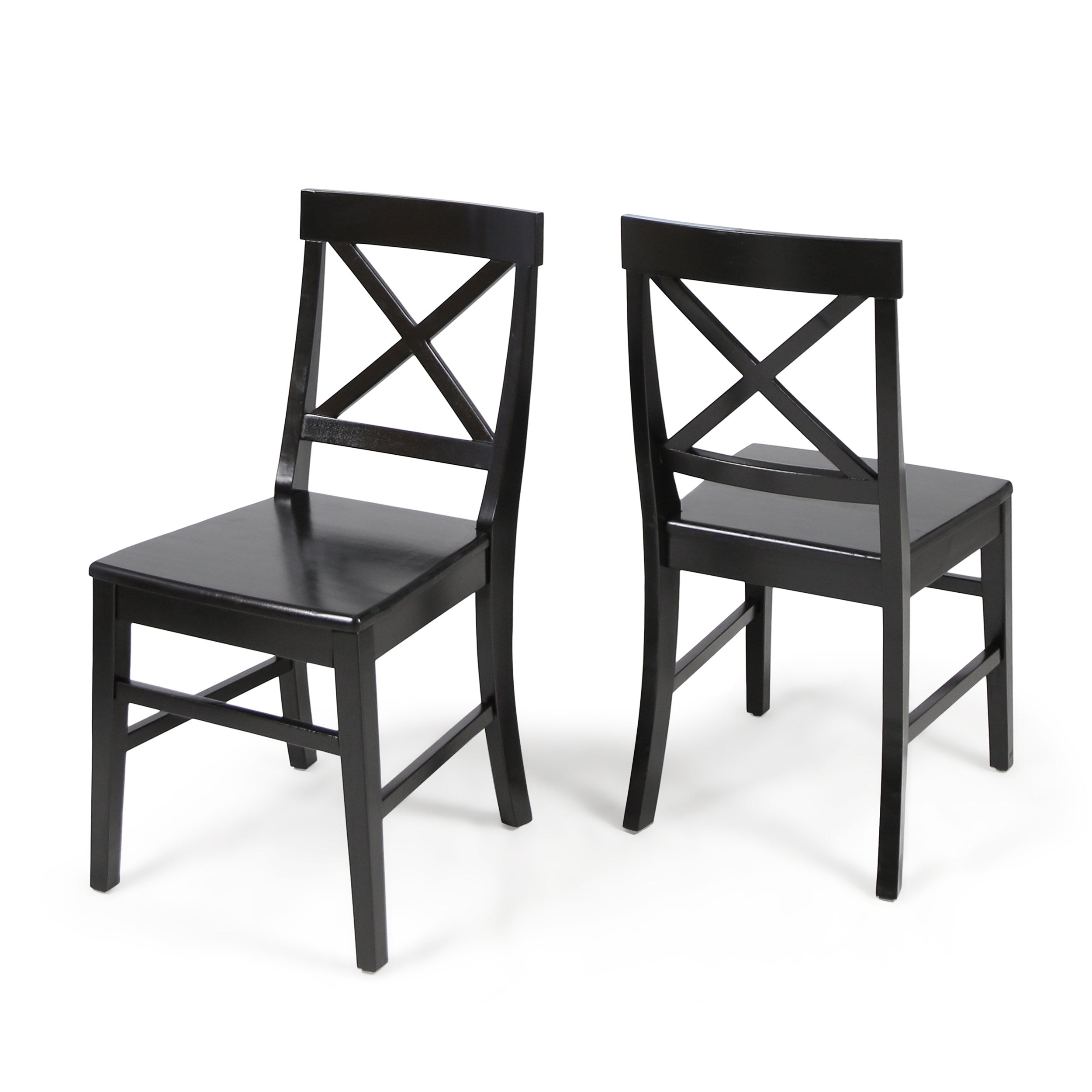 Roshan Farmhouse Acacia Wood Dining Chairs, Black (Set of 2)