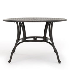 Outdoor Cast Aluminum Circular Dining Table, Bronze