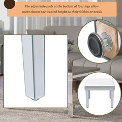 The ON-TRANS stylish modern glass mirrored coffee table features a crystal design and adjustable height legs in silver