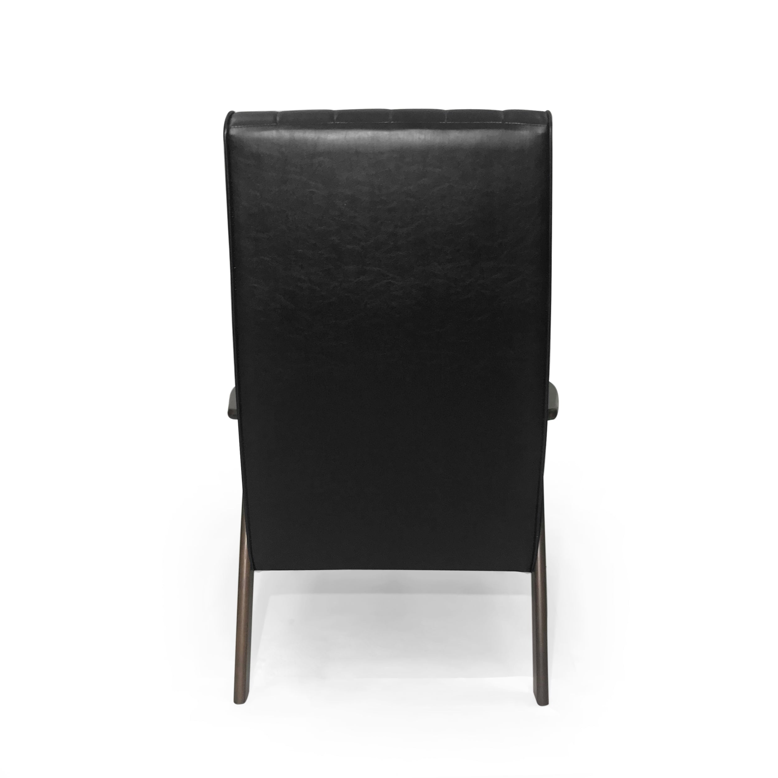 Mid Century Modern Upholstered Accent Chair, Matte Black Faux Leather