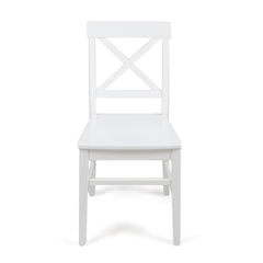 Roshan Farmhouse Acacia Wood Dining Chairs, White (Set of 2)