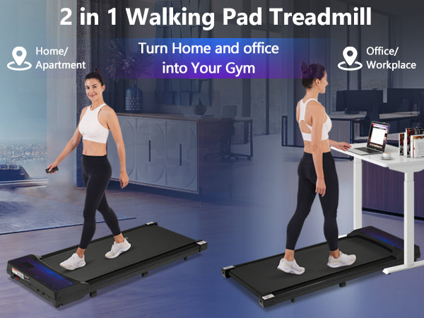 New 8.10 Walking Pad Under Home Desktop Treadmill -2.5HP Walking Treadmill 0.6-4MPH 300LBS Capacity Remote Control Battery