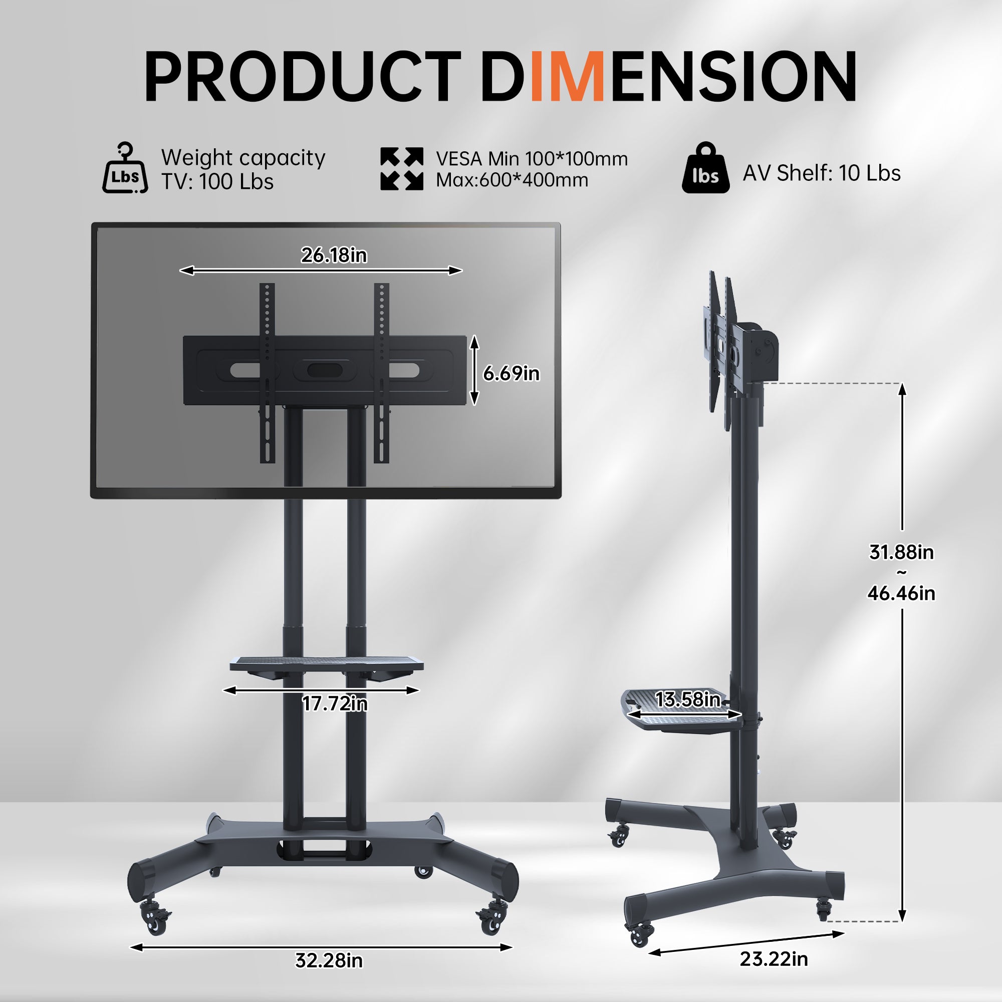 FANCO Universal Rotating TV Stand, Suitable for 32-80 inch TVs, Tiltable Desktop TV Stand, Maximum VESA 600x400mm (Black)