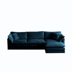 Free Combination Comfy Upholstery Modular Oversized L Shaped Sectional Sofa With Reversible Ottoman, Blue Chenille