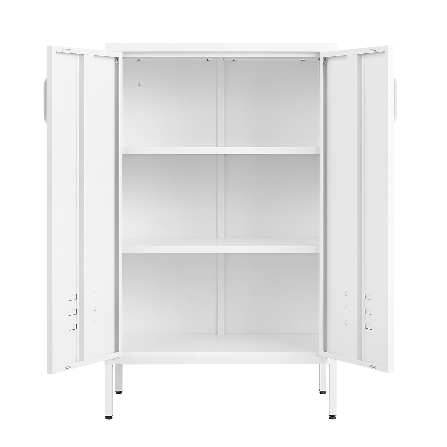 Steel storage cabinet, double door miscellaneous storage cabinet, 2 movable partitions white